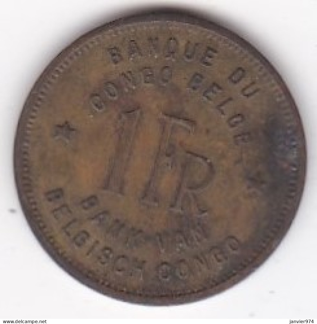 Congo Belge, 1 Franc 1946 Eléphant, En Laiton , KM# 26 - 1945-1951: Régence