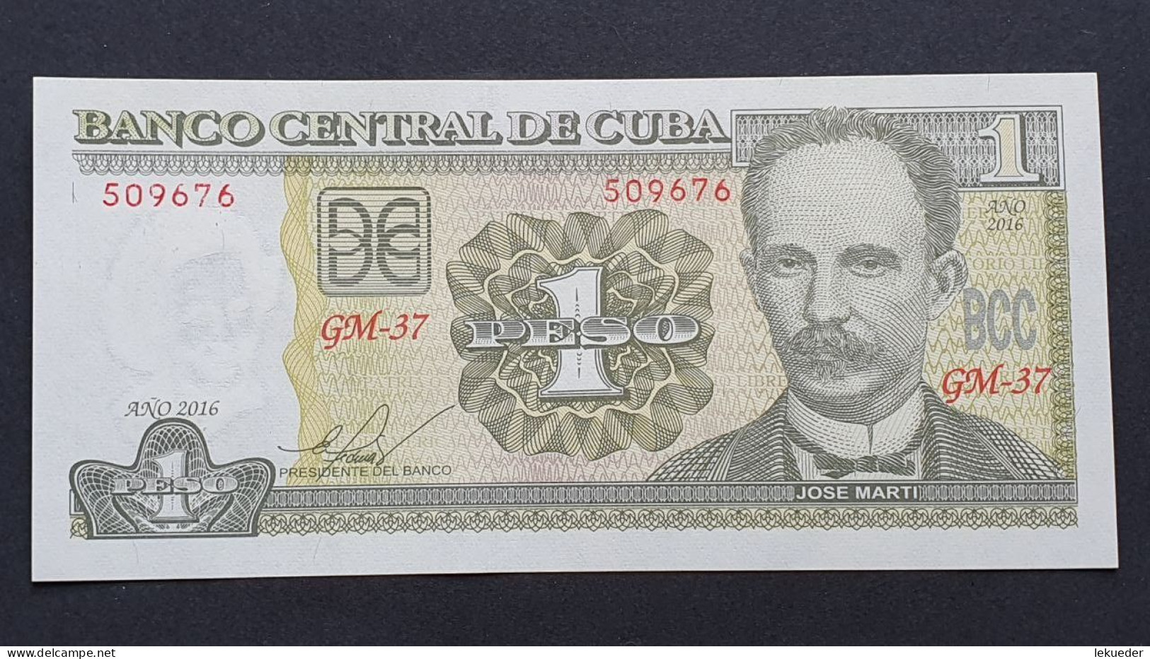 Billete De Banco De CUBA - 1 Peso, 2016  Sin Cursar - Kuba