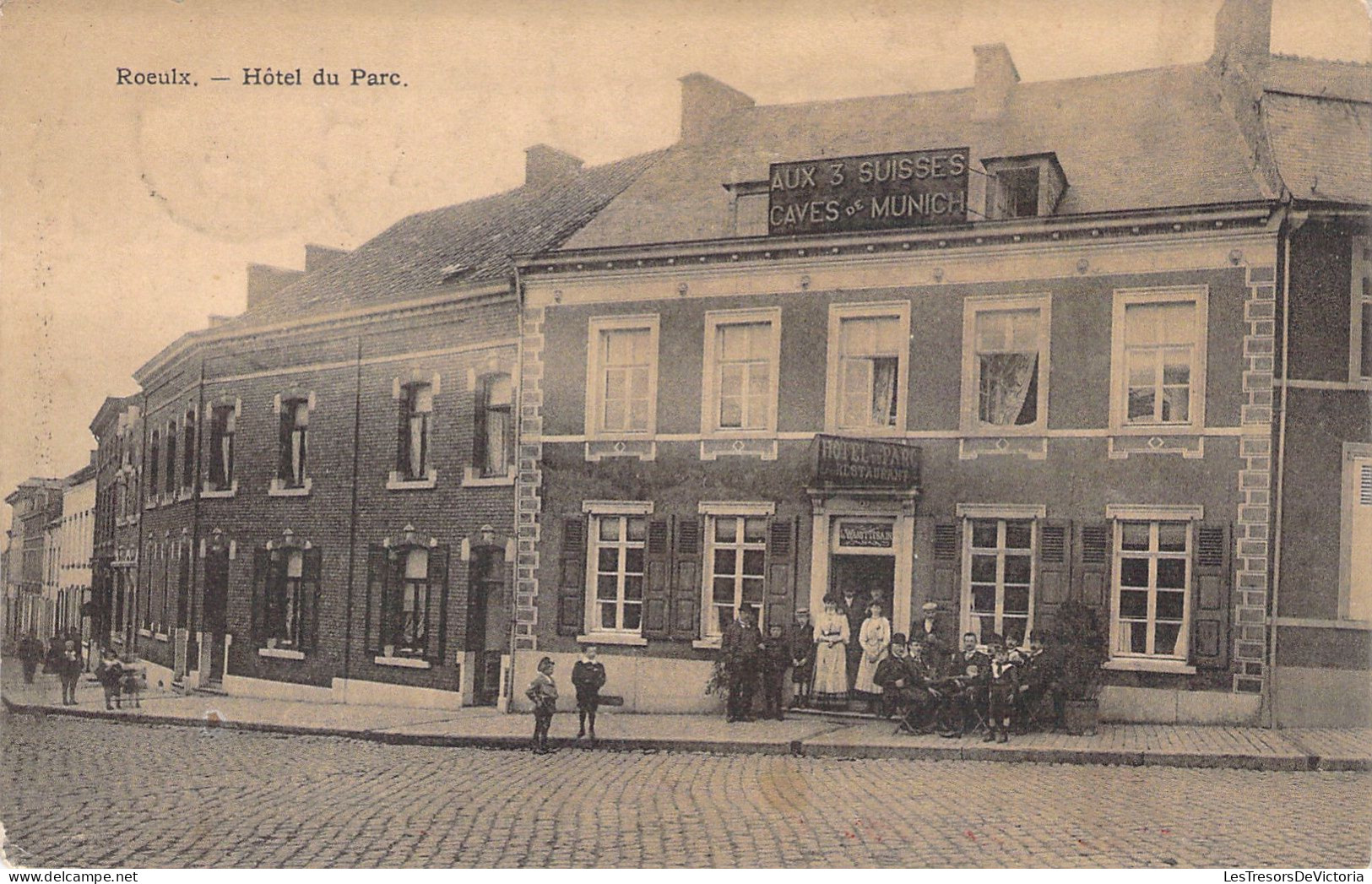 BELGIQUE - Roeulx - Hotel Du Parc - Animé - Carte Postale Ancienne - Le Roeulx