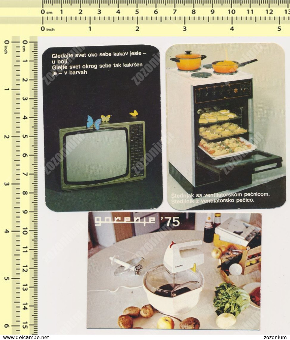 GORENJE Slovenia, Tv, Stove, Mixer, Vintage 3 Advertising Old Pocket Calendars 1975 1981 - Petit Format : 1971-80