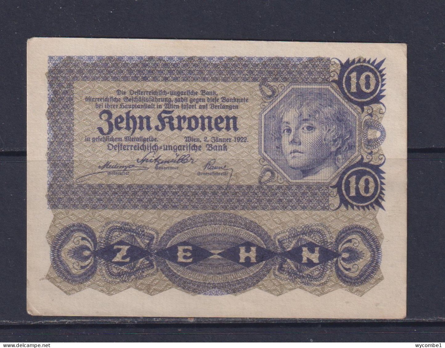 AUSTRIA - 1922 10 Kronen AUNC/XF Banknote - Oesterreich