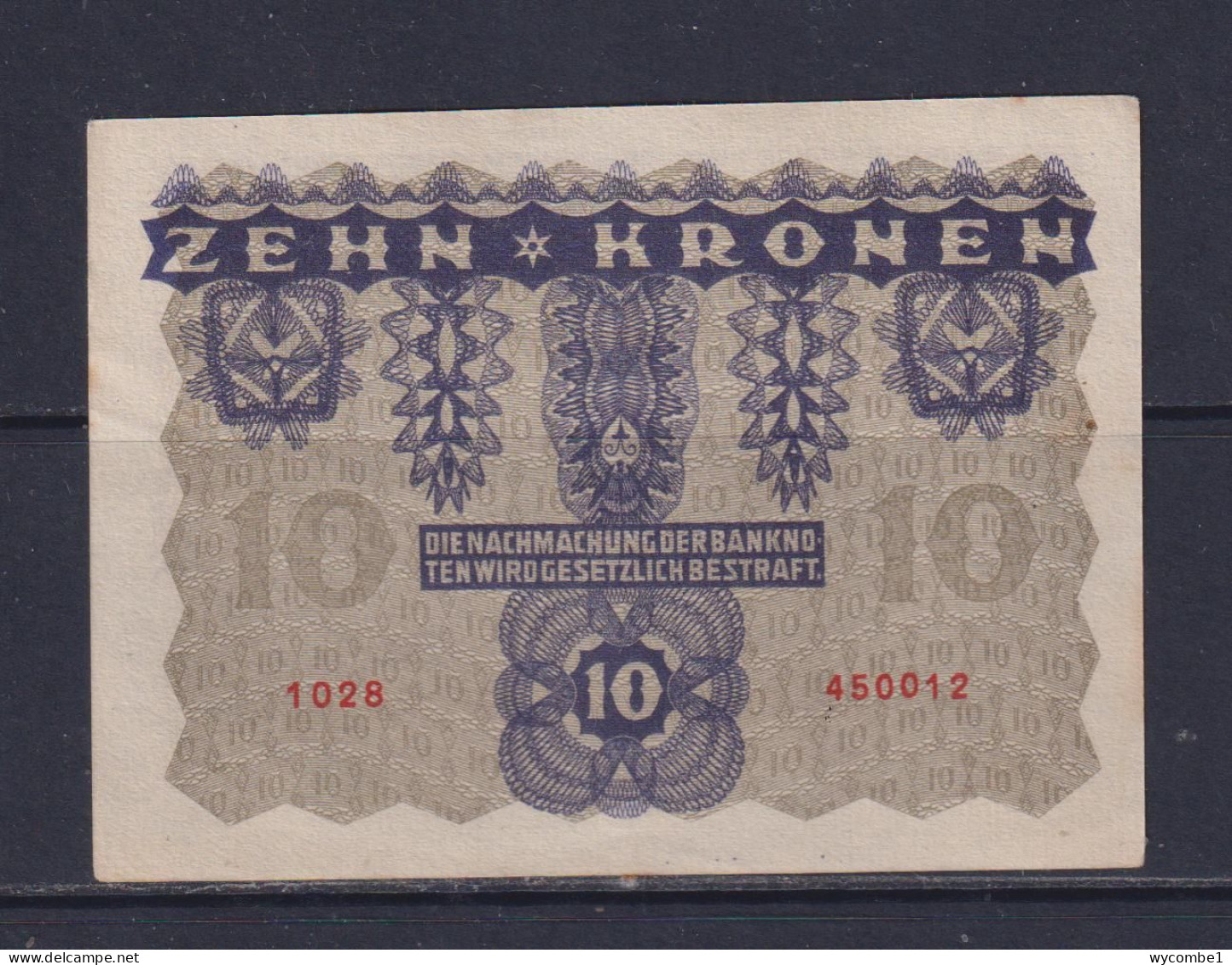 AUSTRIA - 1922 10 Kronen AUNC/XF Banknote - Oesterreich