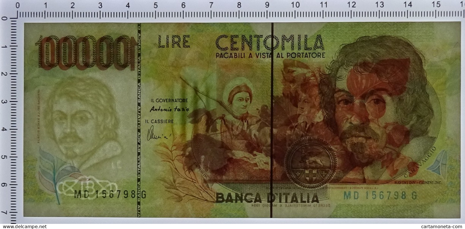 100000 LIRE BANCA D'ITALIA CARAVAGGIO II TIPO LETTERA D 20/02/1997 QFDS - Autres & Non Classés