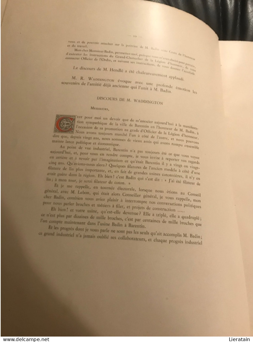 BARENTIN - Hommage à M.Auguste BADIN - rare publication 1897-1898