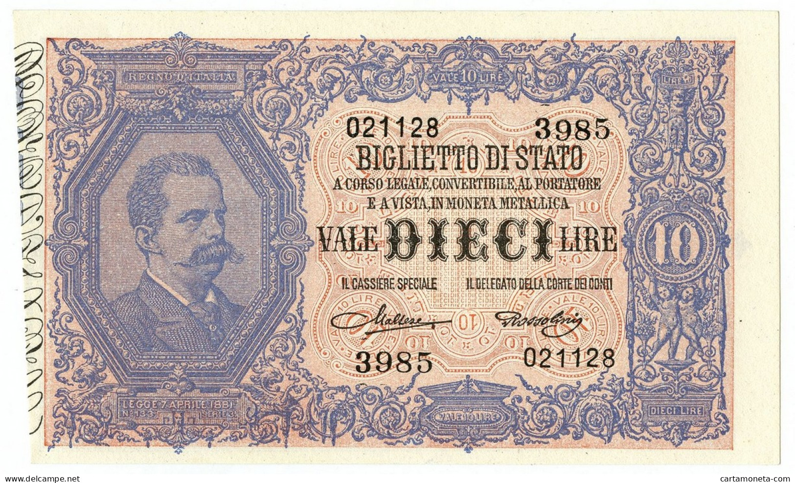 10 LIRE BIGLIETTO DI STATO EFFIGE UMBERTO I 19/05/1923 SUP+ - Regno D'Italia – Other