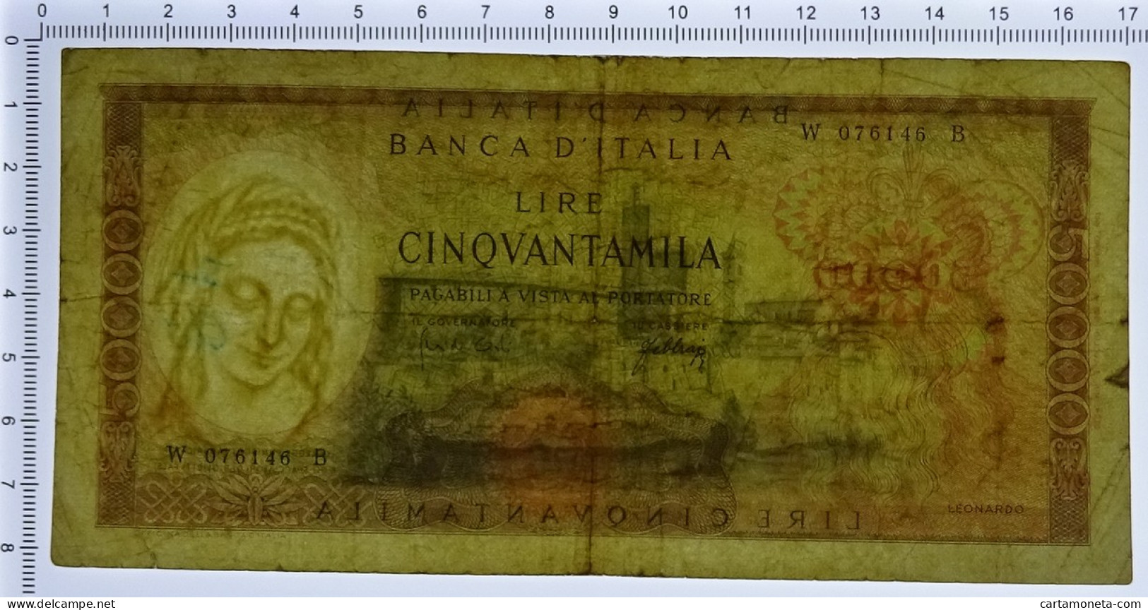 50000 LIRE B. D'ITALIA LEONARDO DA VINCI SERIE SOSTITUTIVA 03/07/1967 MB/BB - Sonstige & Ohne Zuordnung