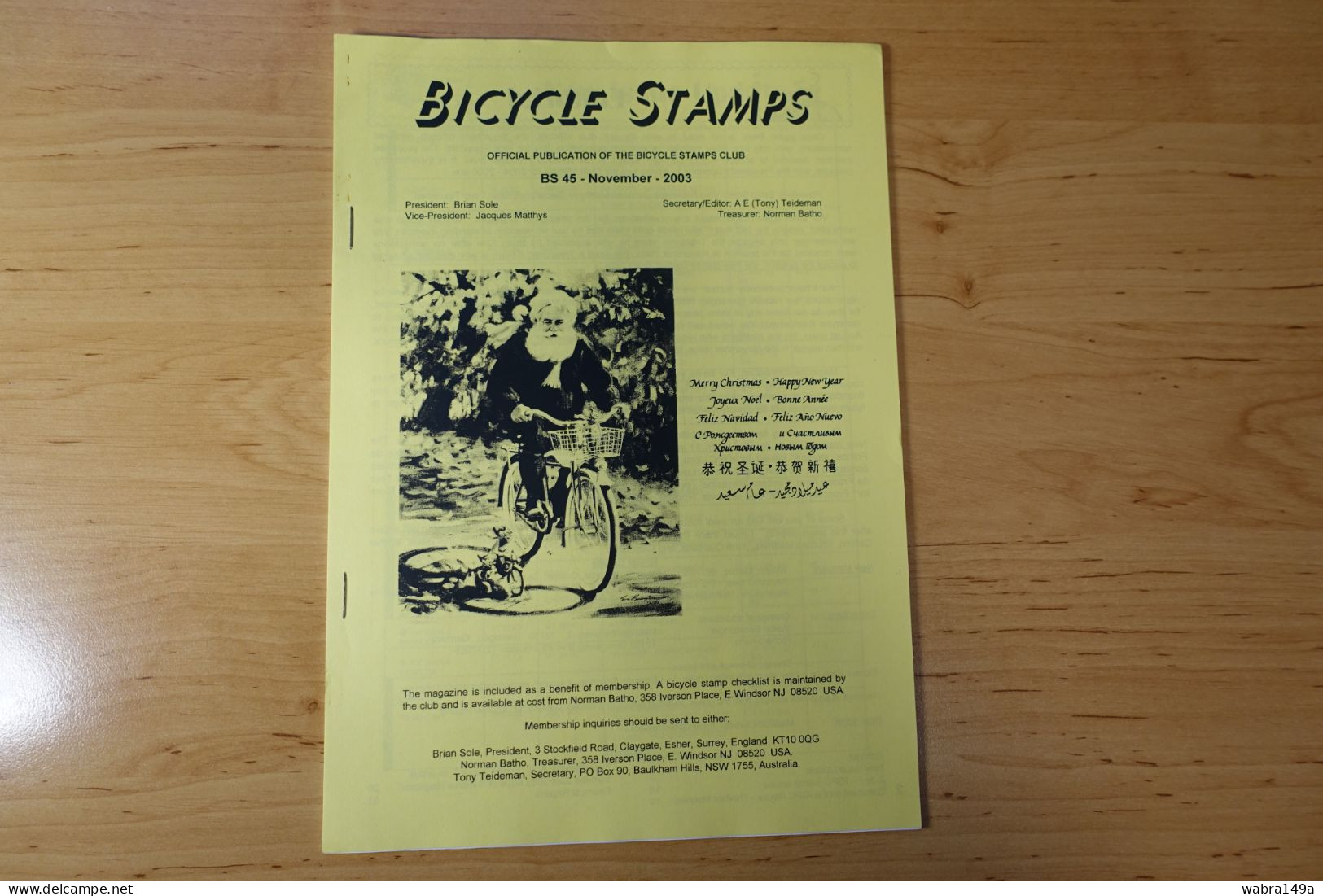 Bicycle Stamps Publication BS 45,  November 2003 Velo Bicyclette Fahrrad - Inglese