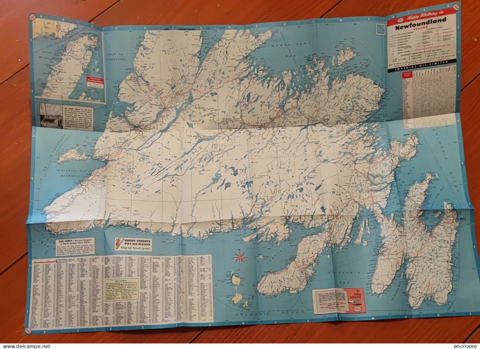 Carte Routière ESSO Neuwfoundland Labrador St John's Harbour Esso Map Library Canada 1953 Illustration Whitaker - Cartes Routières