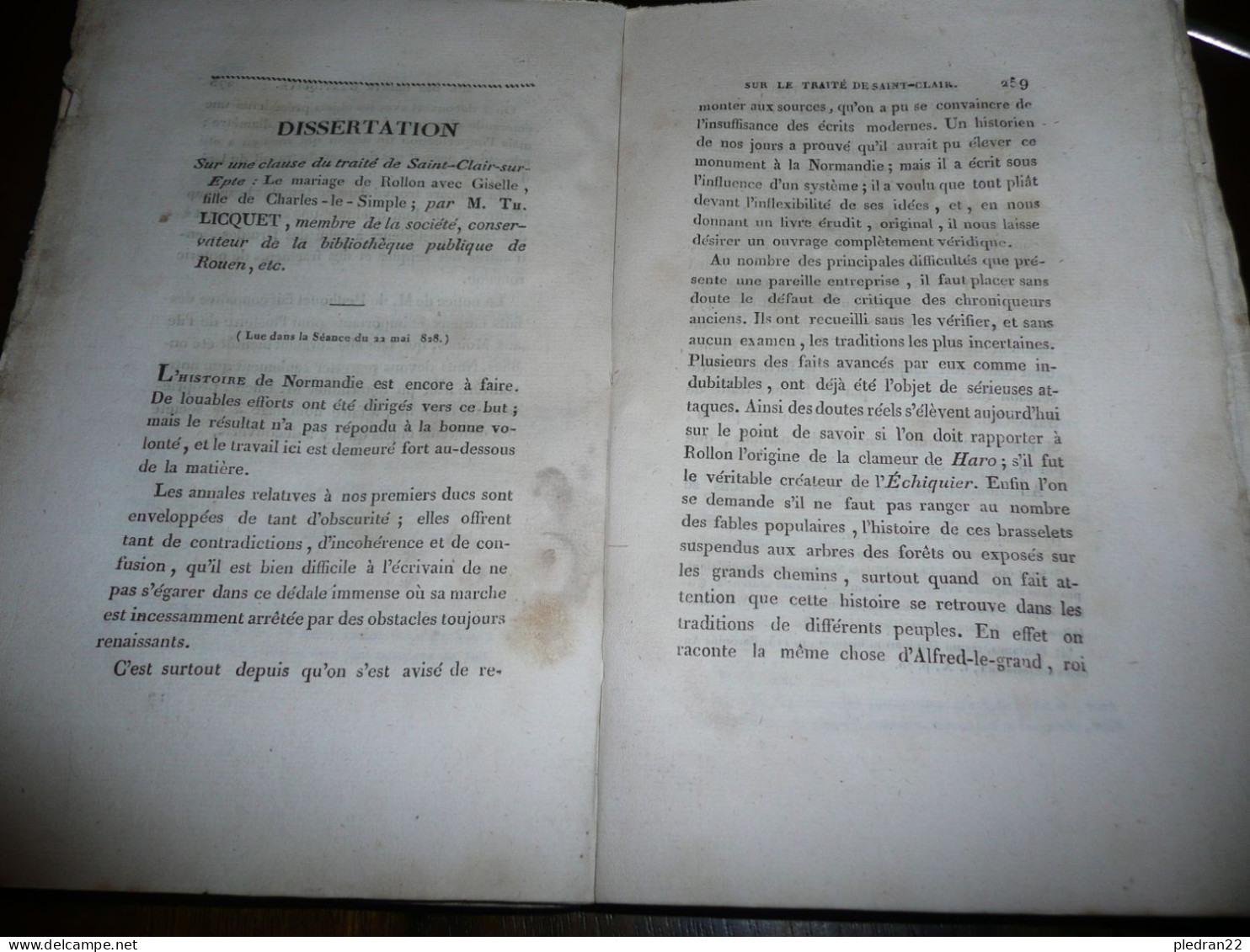 MEMOIRES DES ANTIQUAIRES DE NORMANDIE RECHERCHES SUR LE MONT ST. MICHEL GERVILLE DEPARTEMENT DE L'EURE LE PROVOST 1827 ?