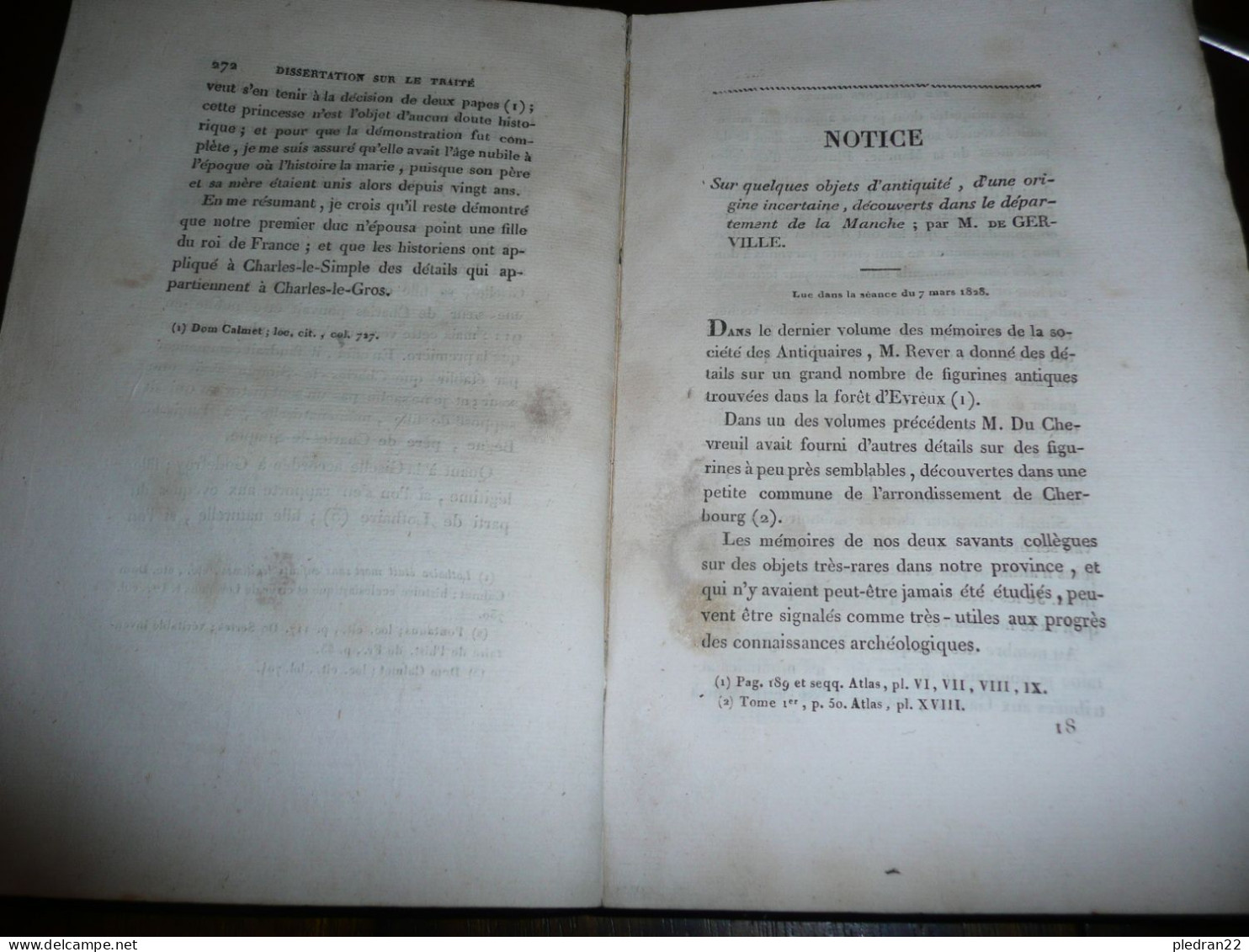 MEMOIRES DES ANTIQUAIRES DE NORMANDIE RECHERCHES SUR LE MONT ST. MICHEL GERVILLE DEPARTEMENT DE L'EURE LE PROVOST 1827 ?