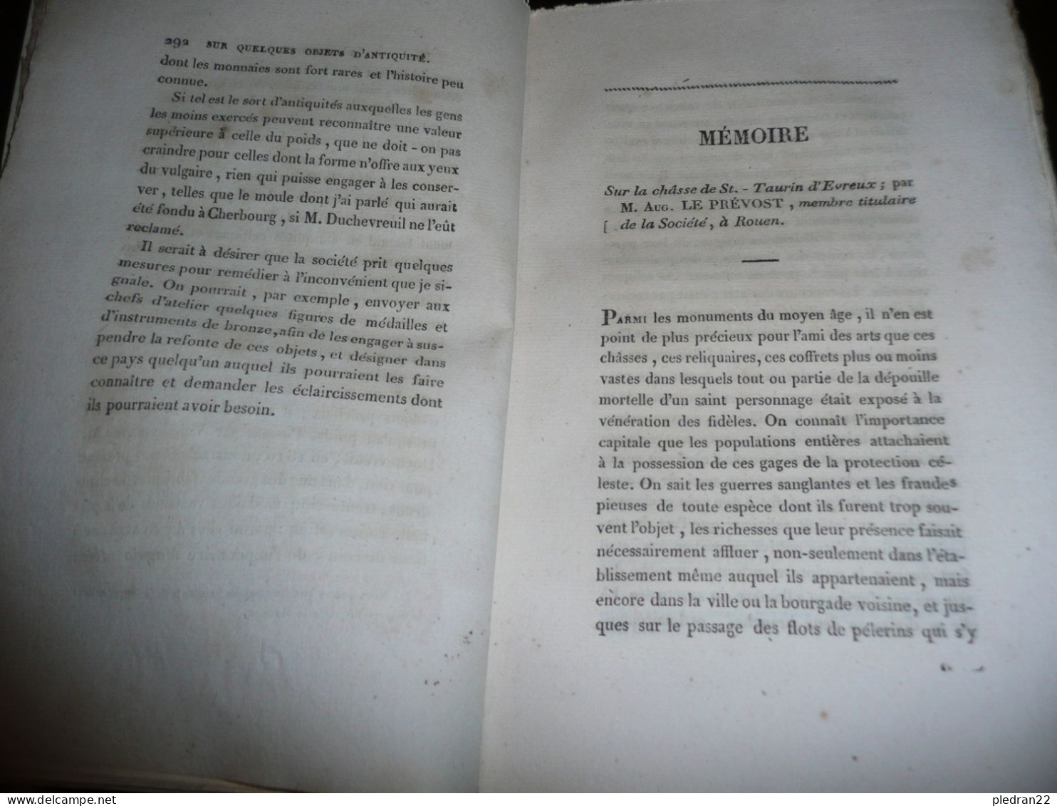 MEMOIRES DES ANTIQUAIRES DE NORMANDIE RECHERCHES SUR LE MONT ST. MICHEL GERVILLE DEPARTEMENT DE L'EURE LE PROVOST 1827 ?