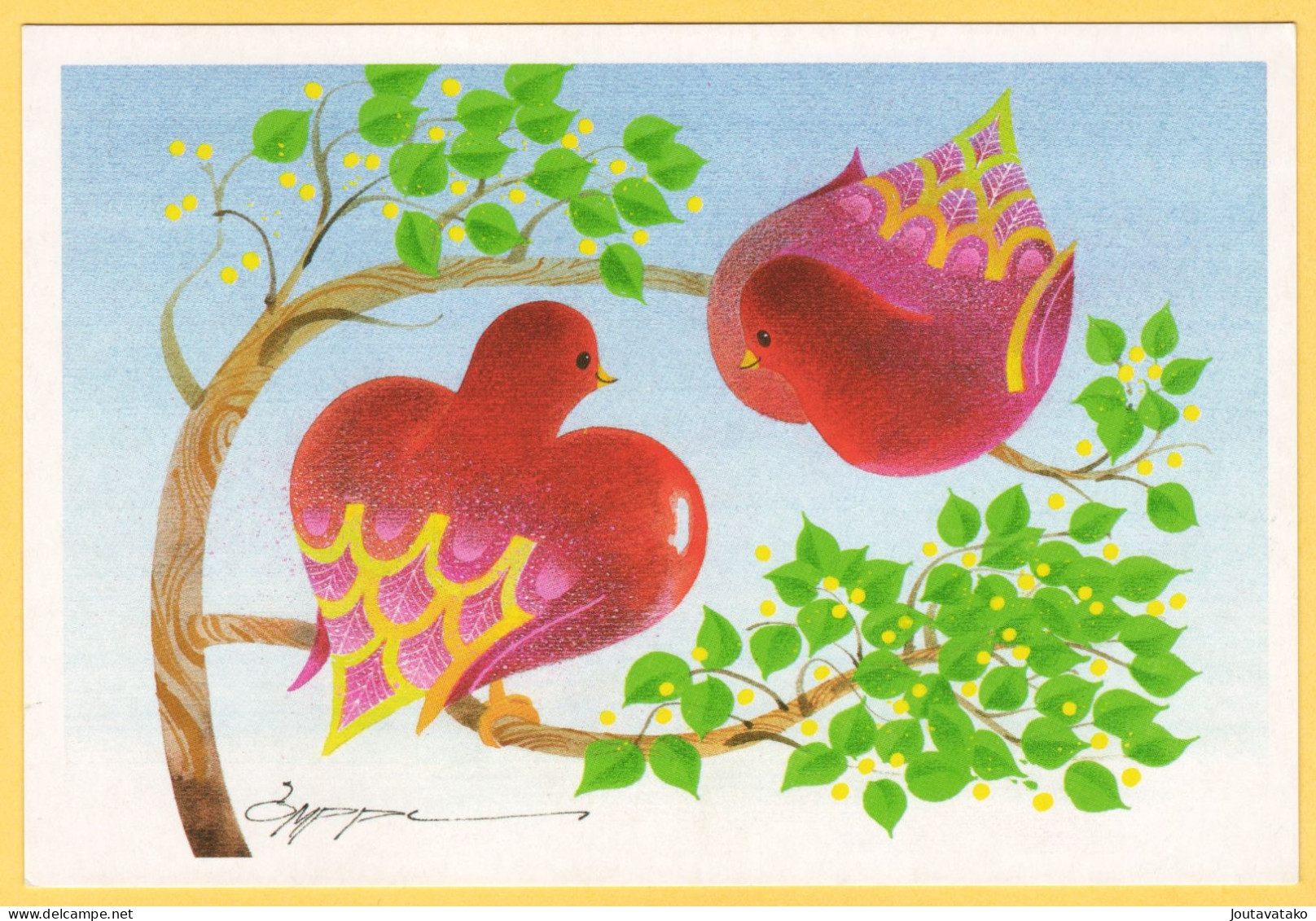 Valentine Birds On A Branch - Omppu - San Valentino