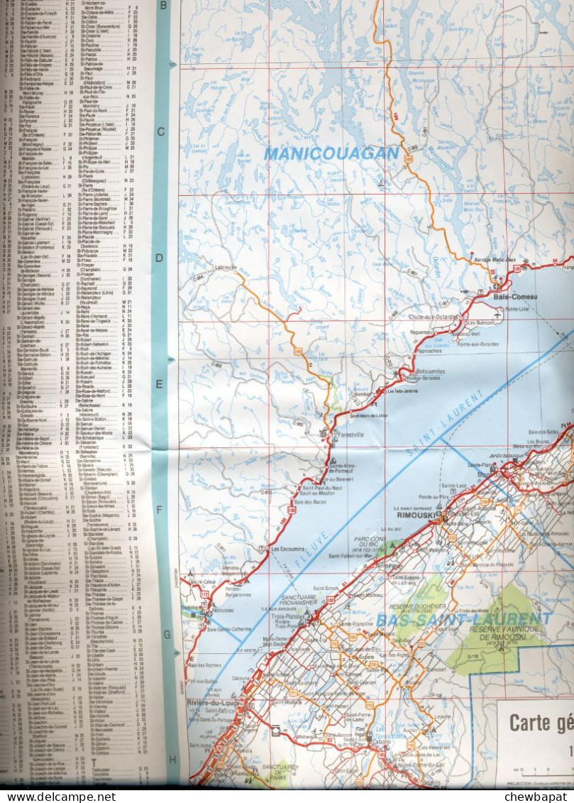 Carte Routière Du Québec - 12 X 24 Cm - 1989 - Cartes Routières