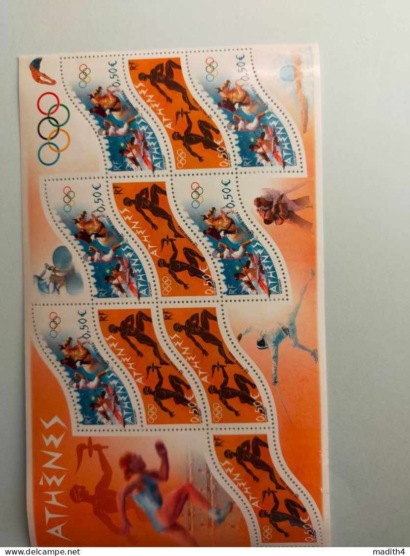 Planche Timbres France Thème Olympique Athènes - Estate 2004: Atene