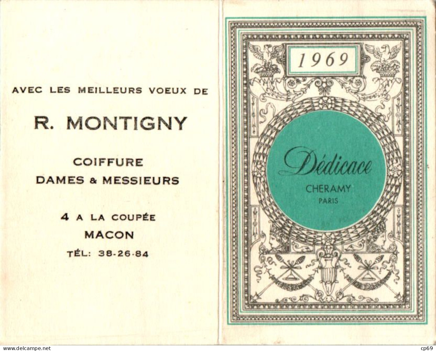 Calendrier De Poche 1969 Parfum Dédicace Cheramy à Paris En TB.Etat - Tamaño Pequeño : 1961-70