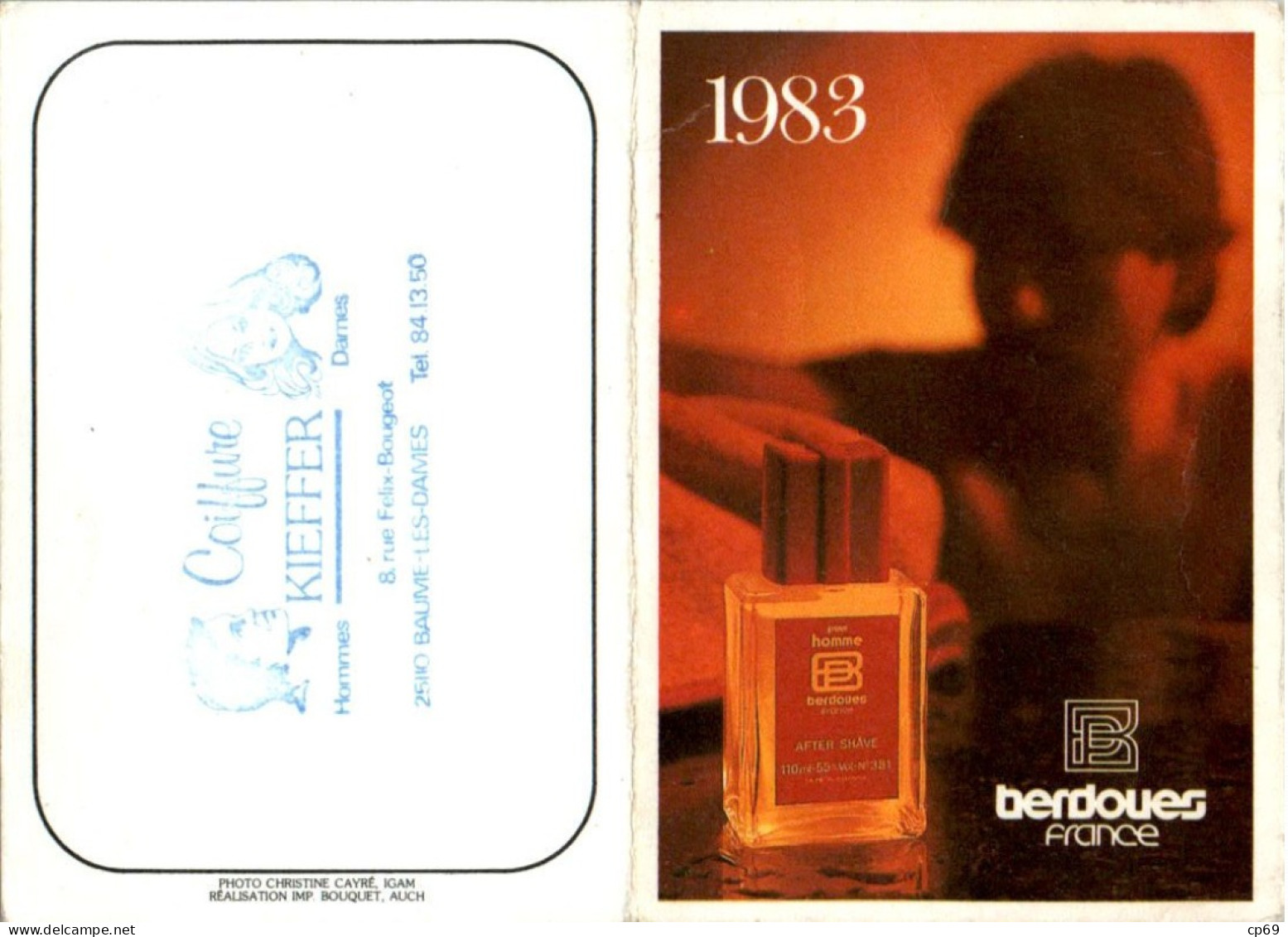 Calendrier De Poche 1983 Parfum Berdoues Pour Homme En B.Etat - Tamaño Pequeño : 1981-90