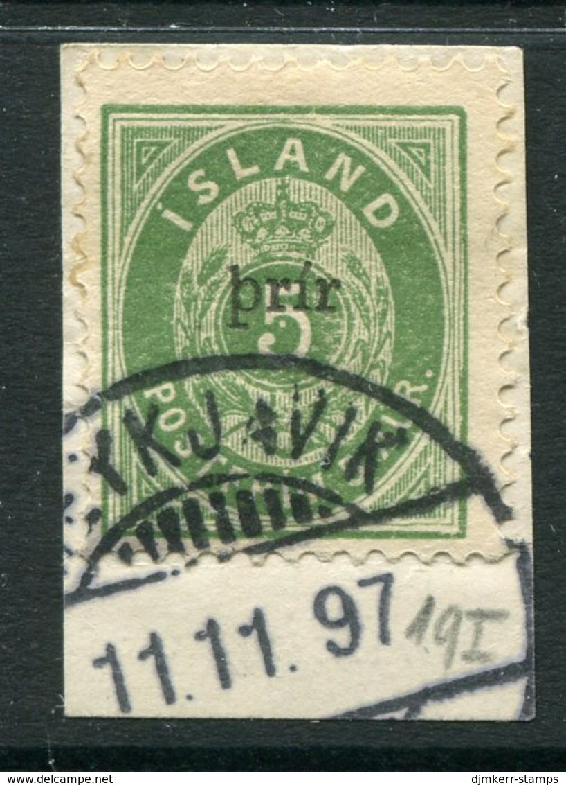 ICELAND 1897 3a. On 5a. Surcharge Type I Word Only Used On Piece.  Michel 19 B I - Oblitérés