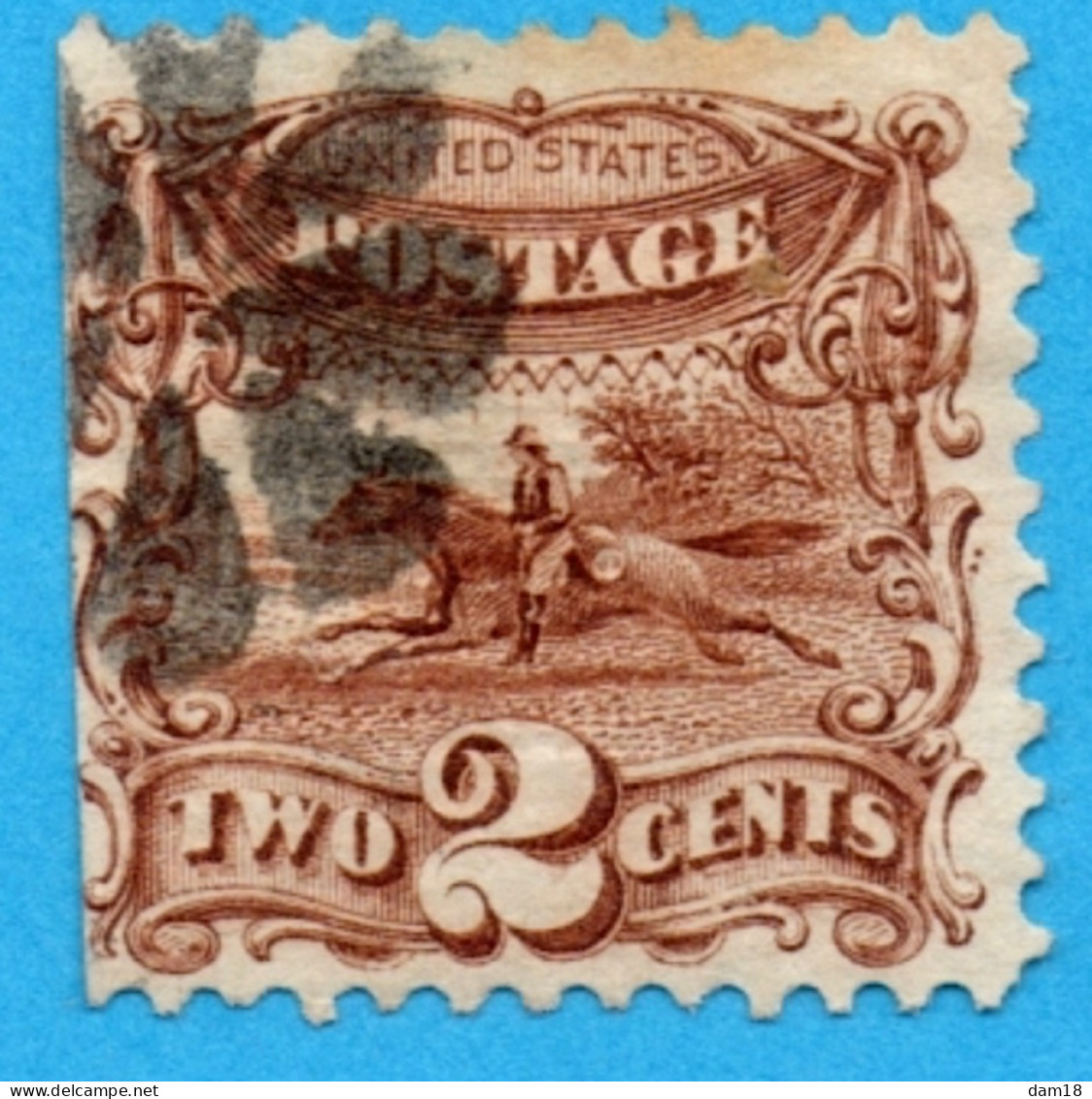 USA N° 30 (YT) Ou 113 (SCOTT) POST HORSE AND RIDER GRILLE EN RELIEF DENTELE SUR 3 COTES  PHOTOS R/V - Used Stamps