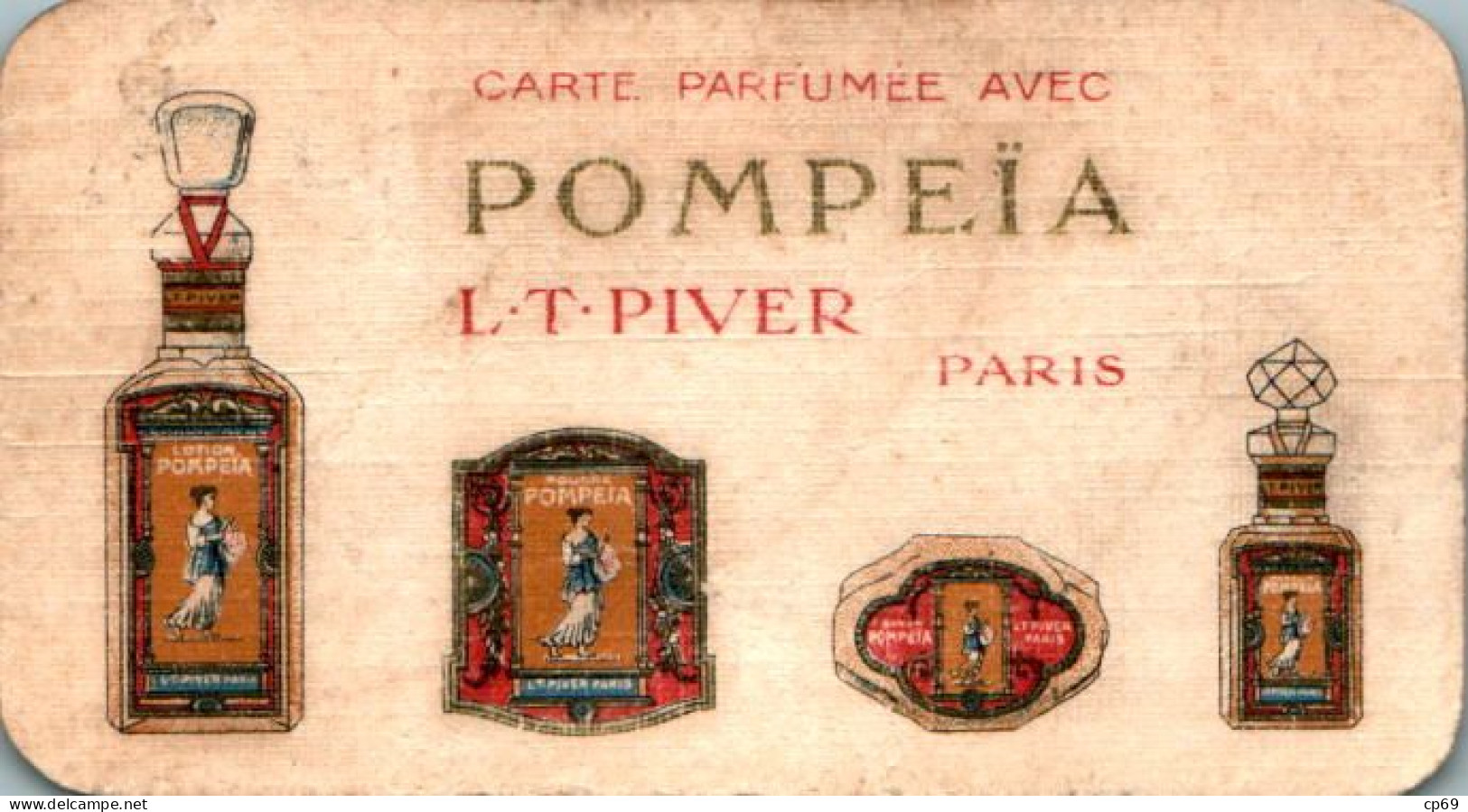 Carte Parfumée Pompeïa L.T. Piver à Paris Avec Calendrier De 1926 Au Dos En B.Etat - Antiquariat (bis 1960)