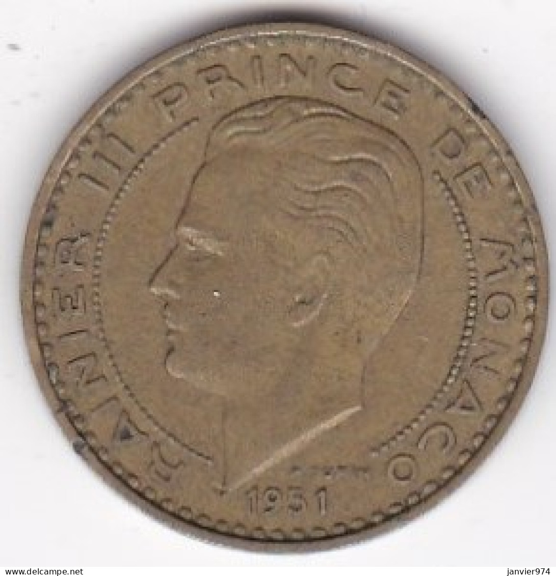 Monaco. 20 Francs 1951 . Rainier III , En Cupro Aluminium - 1949-1956 Anciens Francs