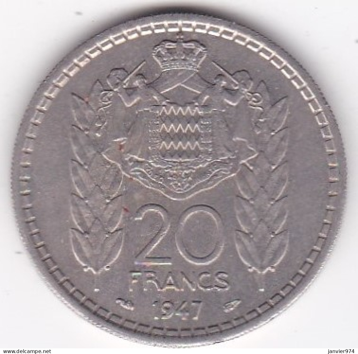 Monaco. 20 Francs 1947. Louis II, En Cupronickel - 1922-1949 Louis II.