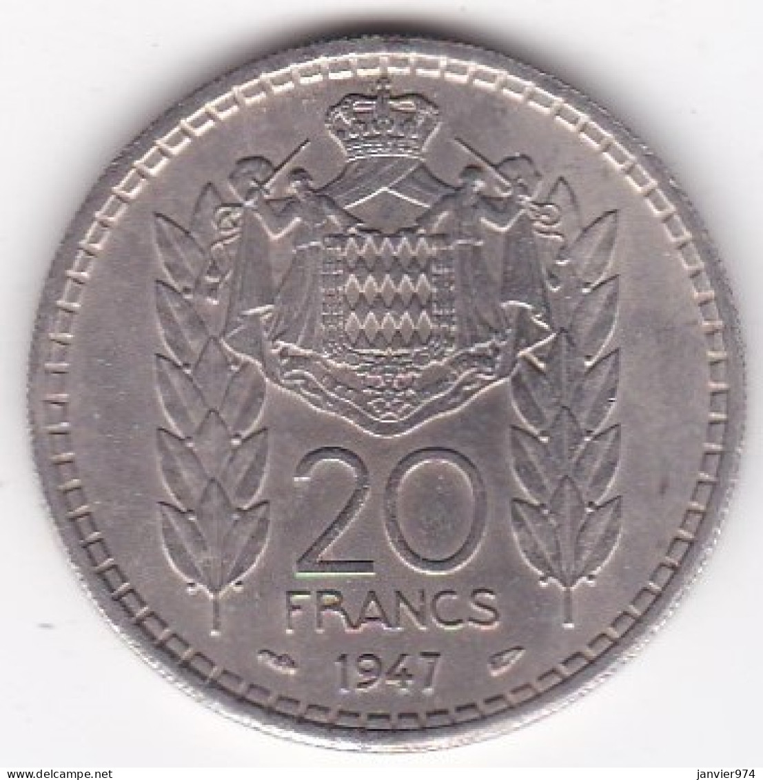 Monaco. 20 Francs 1947. Louis II, En Cupronickel - 1922-1949 Louis II.