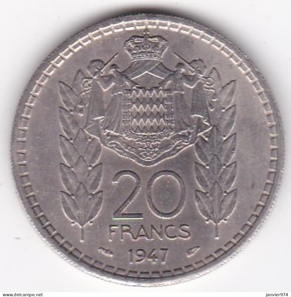 Monaco. 20 Francs 1947. Louis II, En Cupronickel - 1922-1949 Louis II