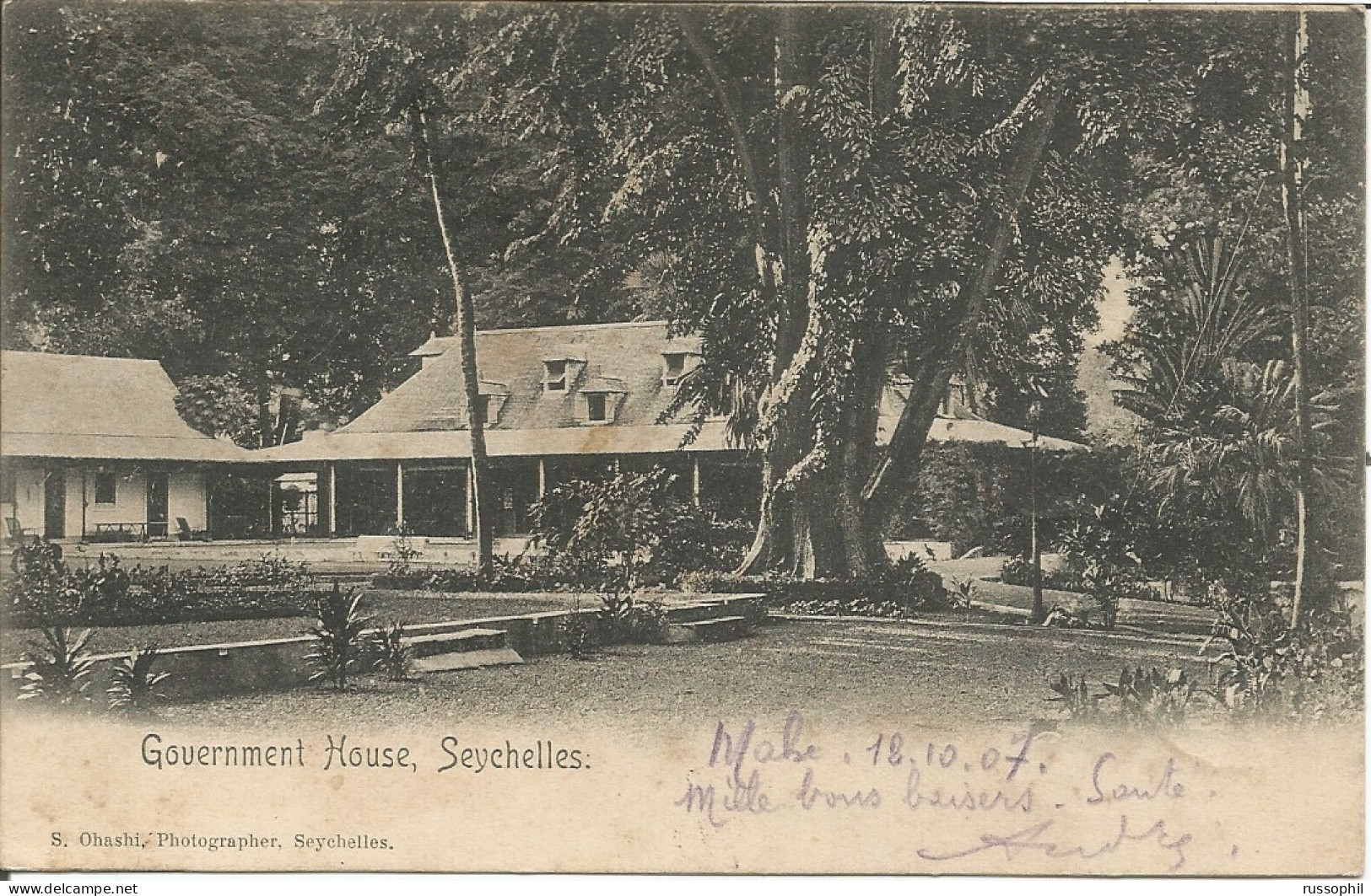 SEYCHELLES - GOVERNMENT HOUSE - PUB. OHASHI - 1907 - Seychelles