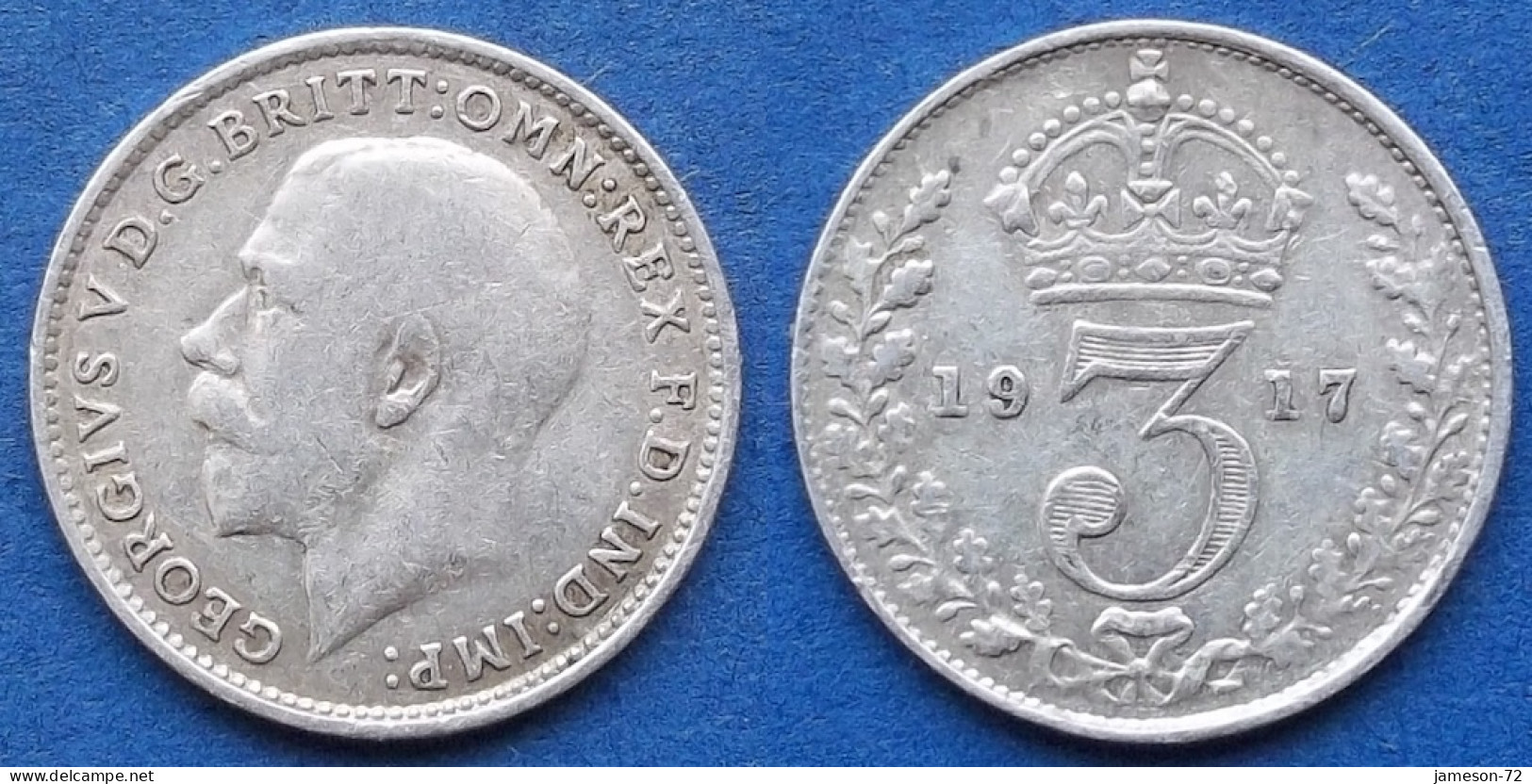 UK - Silver 3 Pence 1917 KM# 813 George V (1910-1936) - Edelweiss Coins - Autres & Non Classés