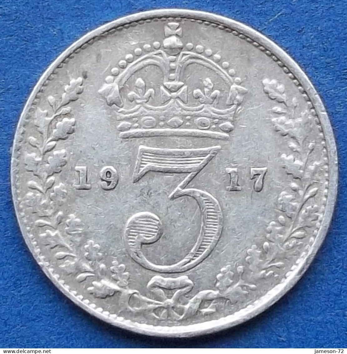 UK - Silver 3 Pence 1917 KM# 813 George V (1910-1936) - Edelweiss Coins - Andere & Zonder Classificatie