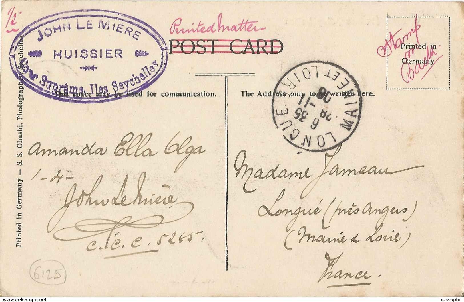 SEYCHELLES - VICTORIA HARBOUR - PUB. OHASHI - 1908 - Seychellen