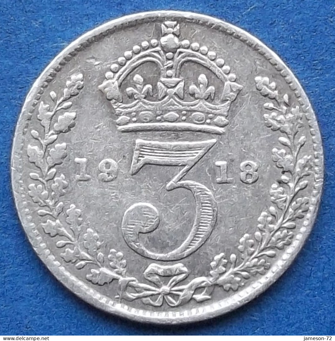 UK - Silver 3 Pence 1918 KM# 813 George V (1910-1936) - Edelweiss Coins - Altri & Non Classificati