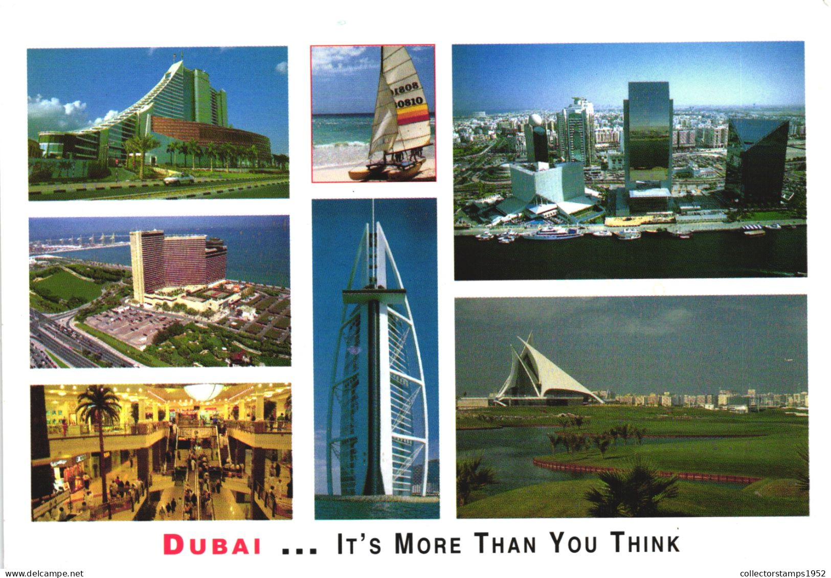 MULTIPLE VIEWS, ARCHITECTURE, BOAT, SHIP, BOATS, CARS, PARK, DUBAI, POSTCARD - Dubai