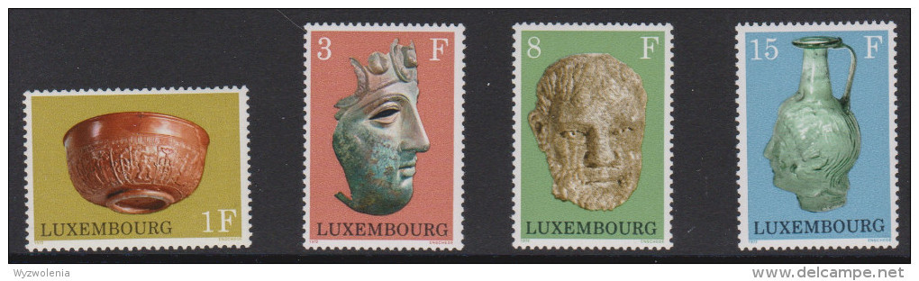 G 466) Luxemburg 1974 Mi# 842-845 **: Archäologie; Schüssel, Maske, Kopf, Flasche - Mythologie