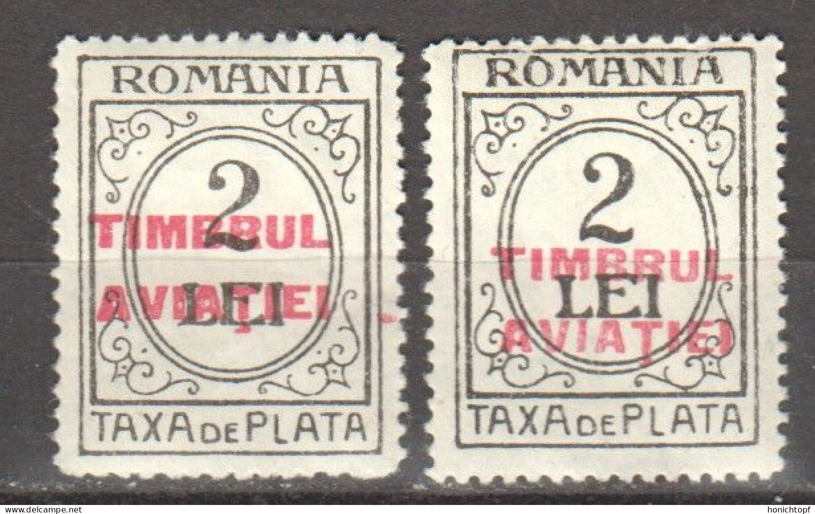 Rumänien; Portomarken, Timbrul Aviatiei; 1931; Michel 22 ** Und * ; 2 Lei - Strafport