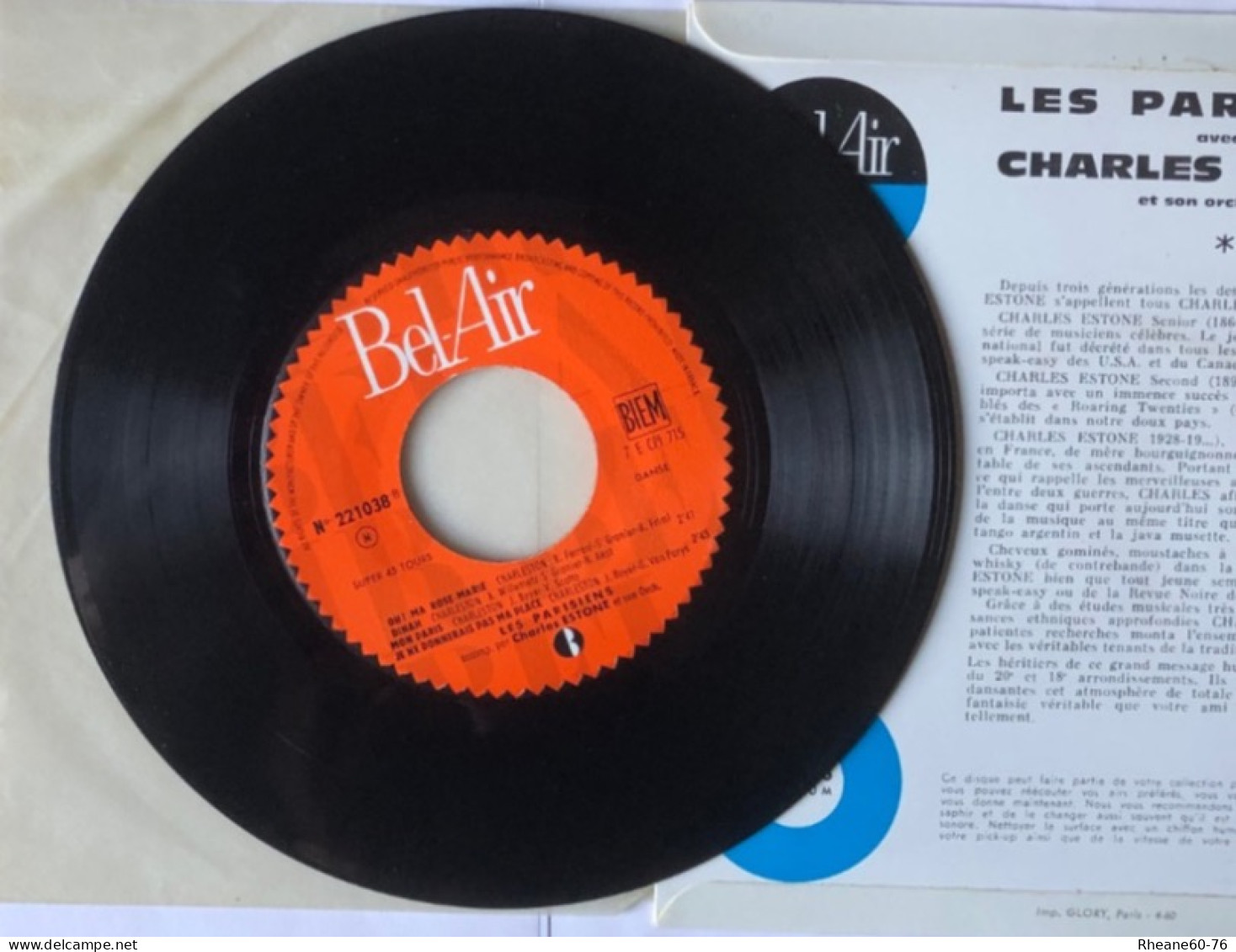 Bel-Air 221038 - 45T EP - Les Parisiens Avec Charles Estone Et Son Orchestre - Charleston - Formats Spéciaux