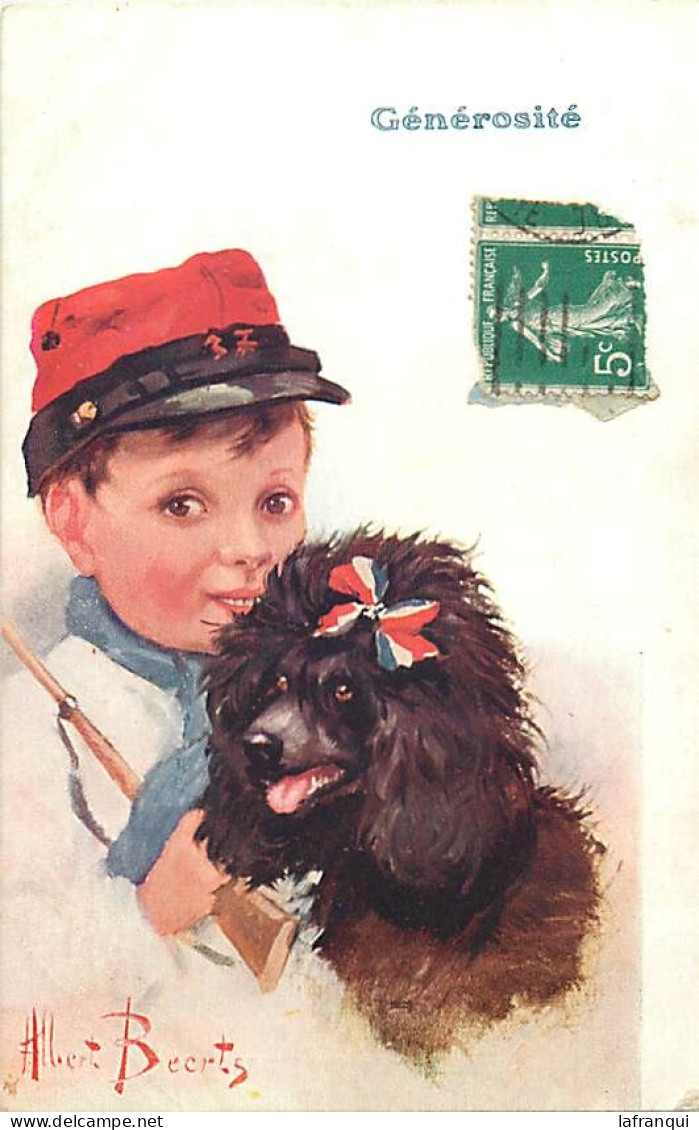 Themes Div-ref UU837-illustrateurs-illustrateur Albert Beerts -guerre 1914-18-enfant Et Chien -caniche/ A Circulé 1916 - Beerts, Albert