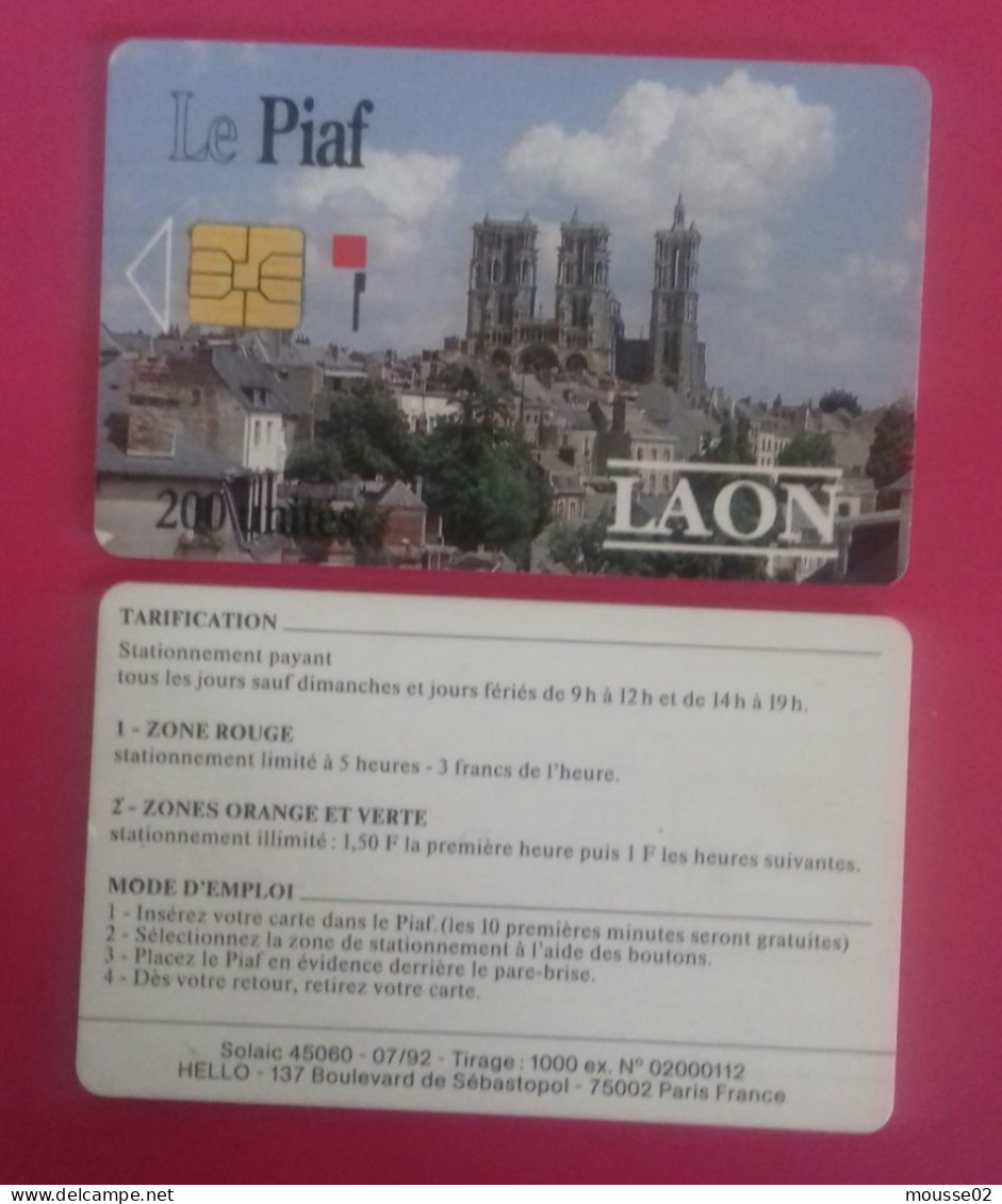 Carte De Stationnement Le PIAF LAON  AISNE  02  RARE...1000 Ex - Scontrini Di Parcheggio