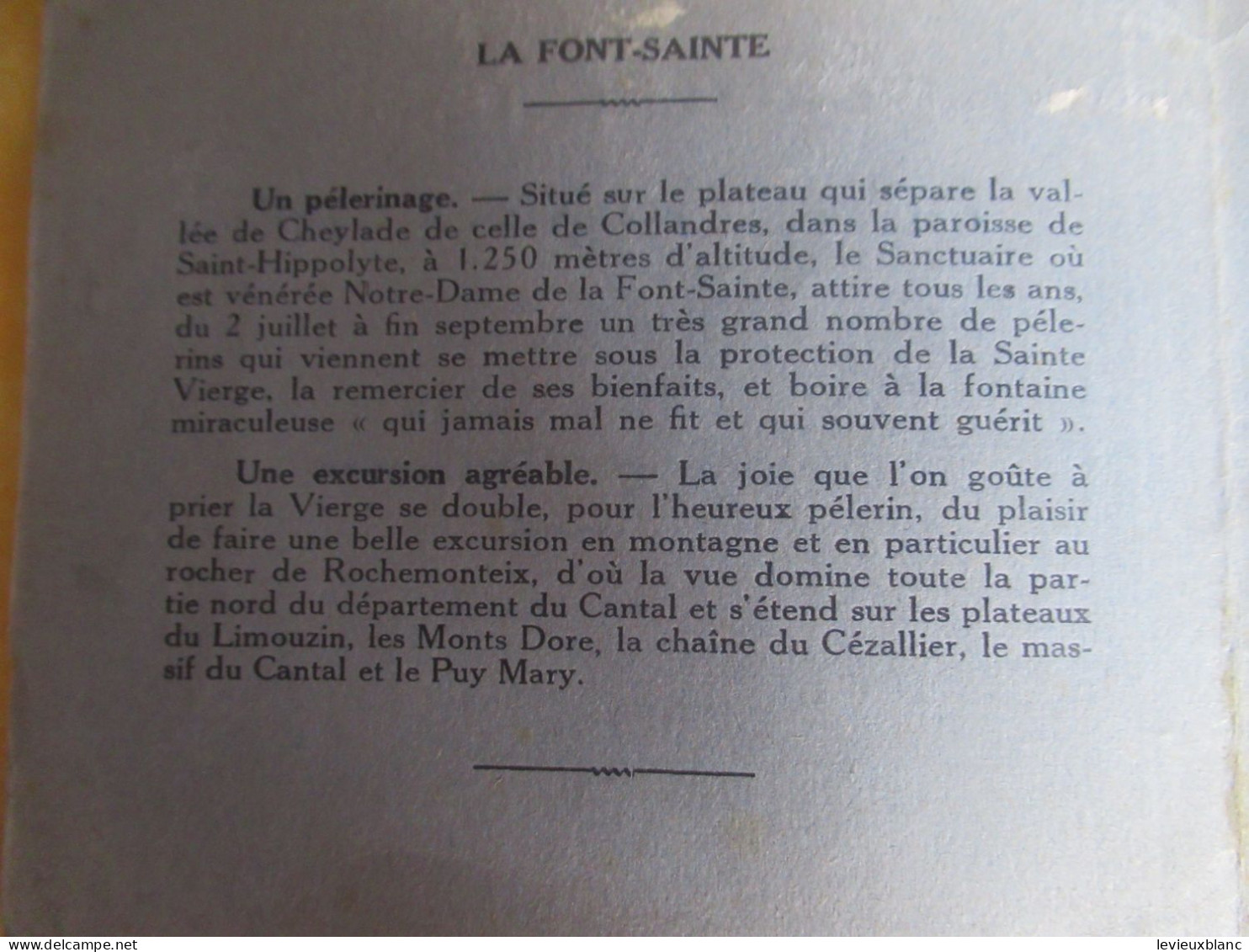 Notre-Dame De La Font-Sainte( Cantal)/Collecte De Dons/Aménagement D'un Abri Pour Les Pèlerins/Vers 1930-1950     PGC553 - Religion & Esotérisme