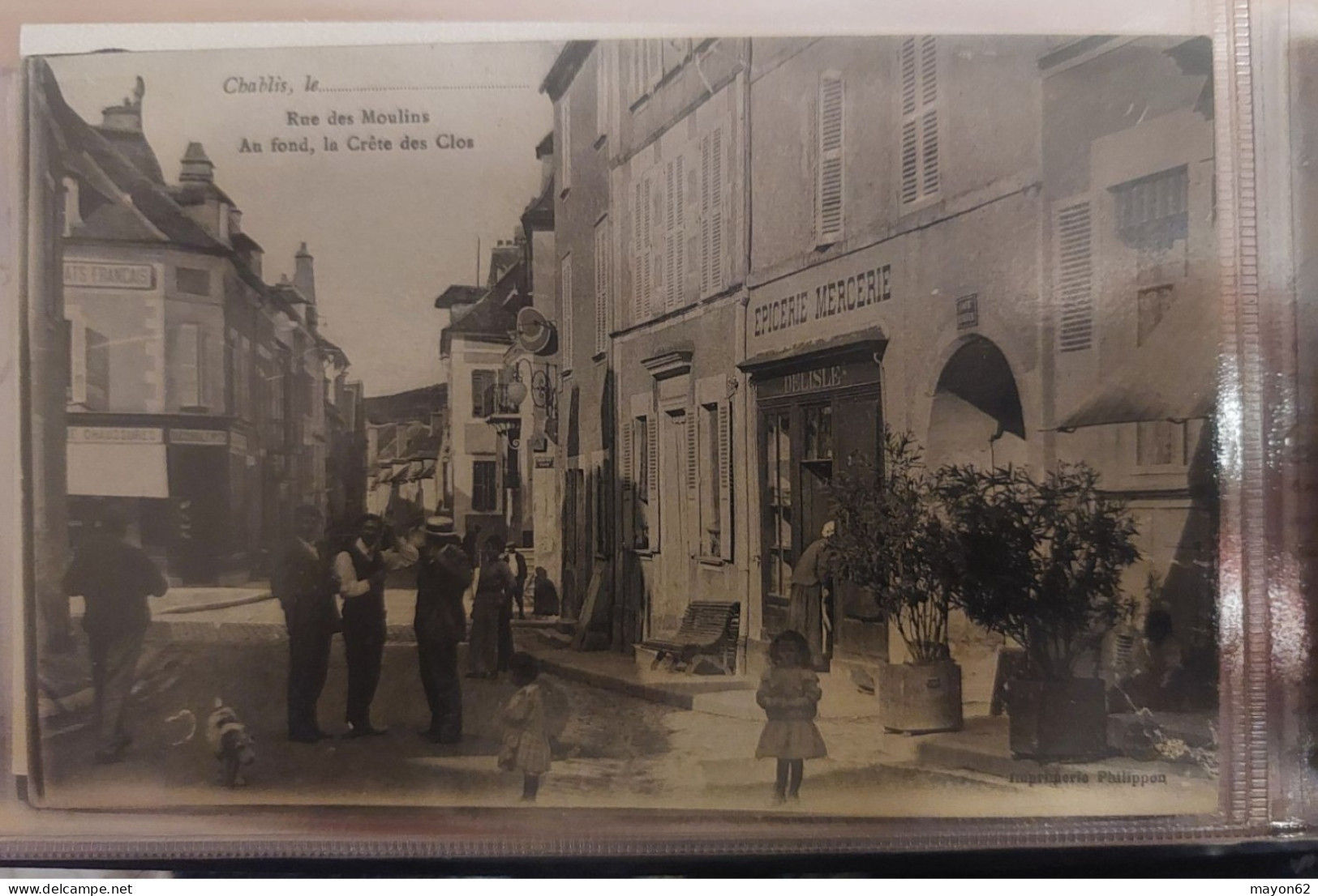 CHABLIS 89 - RUE DES MOULINS, AU FOND LA CRETE DES CLOS - TRES BELLE ANIMATION GROS PLAN EPICERIE MERCERIE - CIRCULEE - Chablis