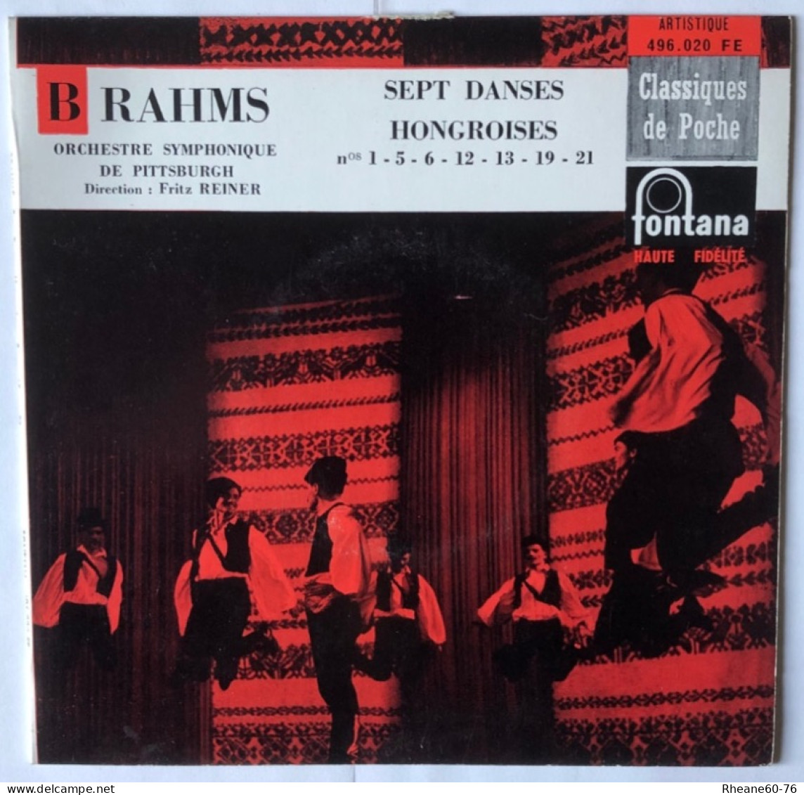 Fontana 496.020 FE - Super 45T EP - 7 Danses Hongroises - Brahms / Orchestre Symphonique De Pittsburgh (Fritz Reiner) - Formats Spéciaux