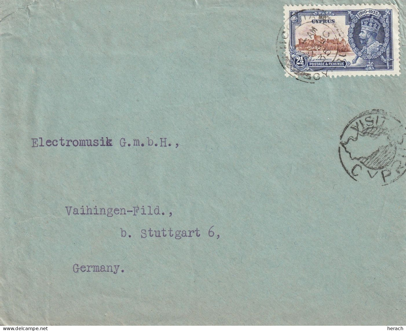 Chypre Lettre Pour L'Allemagne 1935 - Covers & Documents