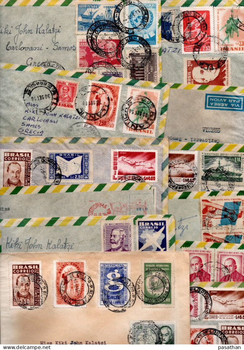 BRAZIL 1958-1959 - 12 Airmail Cover Posted To Samos Greece - Briefe U. Dokumente