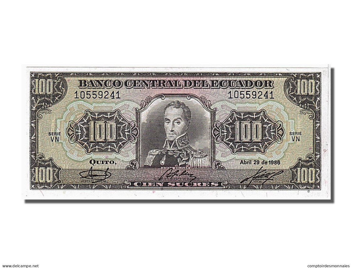 Billet, Équateur, 100 Sucres, 1986, 1986-04-29, NEUF - Ecuador