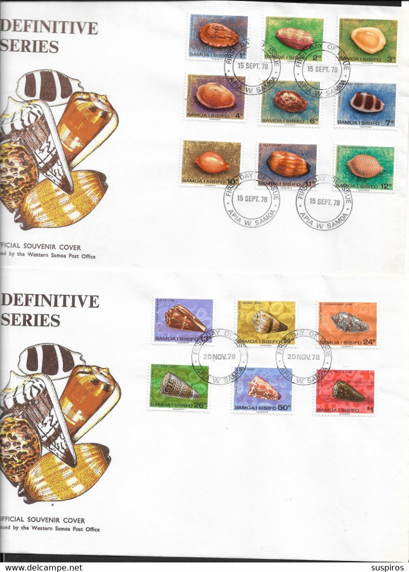 SAMOA  1978 Shells 	 FDC SET COMLETE - Samoa