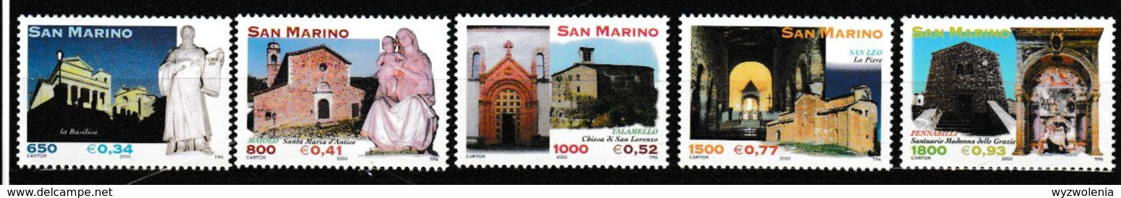 N 407) San Marino 2000 Mi# 1900-1904 **: Religiöse Kunst, Kirchen Fresken U.a - Briefe U. Dokumente