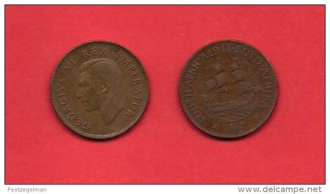 SOUTH AFRICA, 1941,  Circulated Coin, 1/2 Penny, George VI, Km 24, C1396 - South Africa