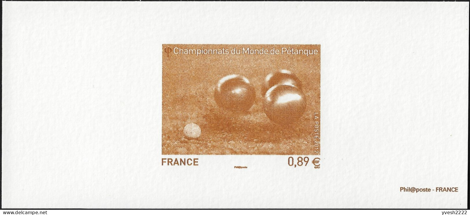 France 2012 Y&T 4684 Sur Feuillet De Luxe. Championnat Du Monde De Pétanque - Bocce