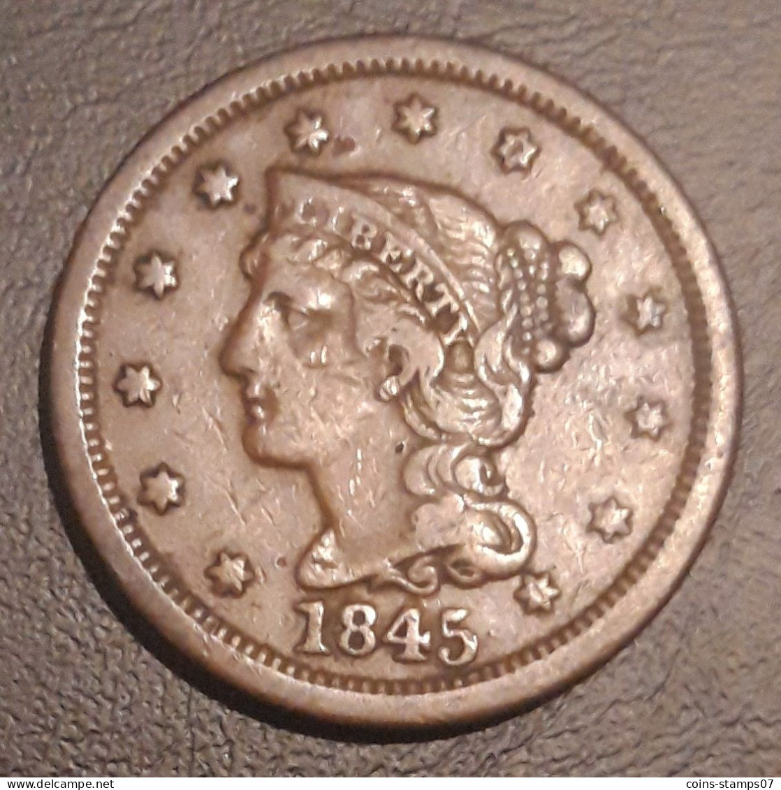 Etats Unis - 1 Cent Braided Hair 1845 - 1840-1857: Braided Hair (Capelli Intrecciati)