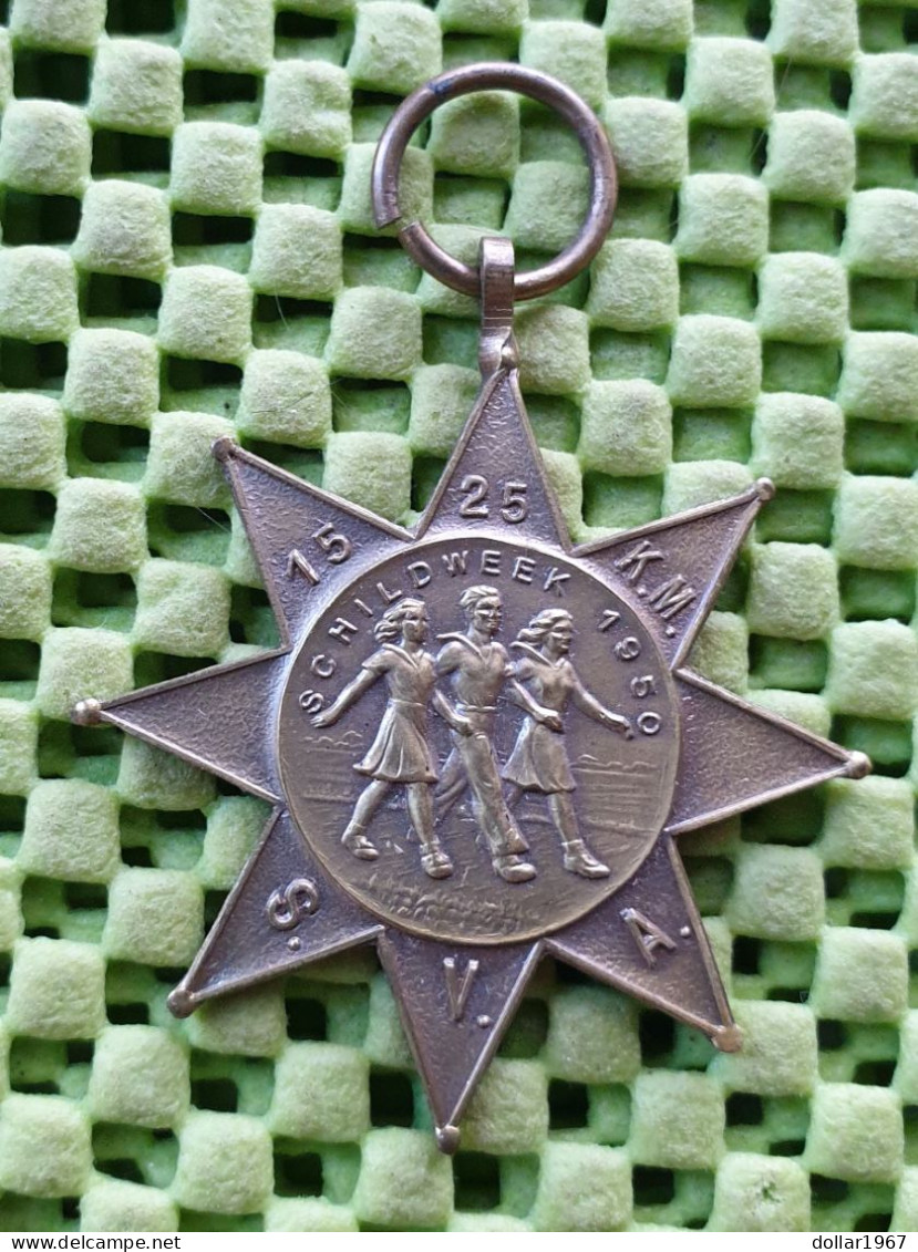 Medaille - 15-25 Km , S.V.A. Schildweek 1950 , Steendam (gr)  -  Original Foto  !!   Medallion Dutch - Sonstige & Ohne Zuordnung